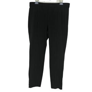 Talbots Forest Green Houndstooth Pull On Pants Button Detail at Ankle Sz Large